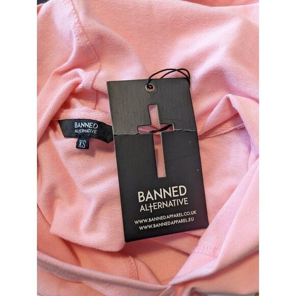 Banned Alternative Womens NEW XS Hoodie Tunic Pink Bow Top Bunny Ears Coquette - Picture 8 of 10